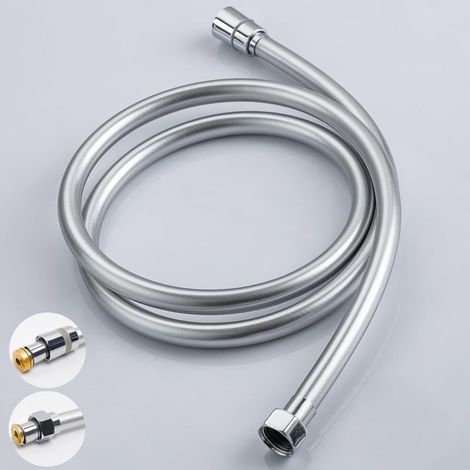 Flexible De Douche, Raccord Universel G1/2, Protection Anti-Torsion Aspect Pvc Avec Protection Contre La Corrosion Et Anti-Torsion, RéSistant à La Chaleur, Chromé, 2000 Mm (1/5)