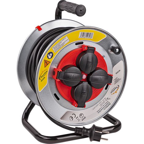 Kestek Stahlblech Kabeltrommel Kabelrolle Stromkabel 25m H05RR-F 3G1,5mm² IP44 (1/4)