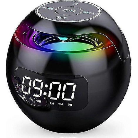 Schlafzimmerwecker, digitaler Wecker mit Bluetooth-Lautsprecher, Doppelalarm, LED-Licht, 12/24-Stunden-USB-Ladeanschluss, ideal für Tiefschläfer. (1/5)