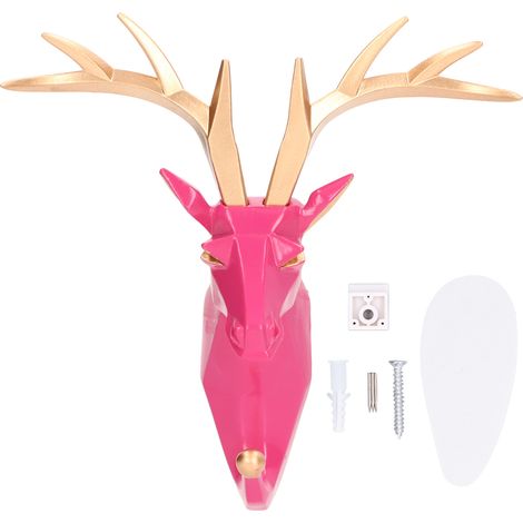 Crochet mural résine tête de cerf, décoration murale patère pour vêtements, chambre salon salle de bain. (1/5)