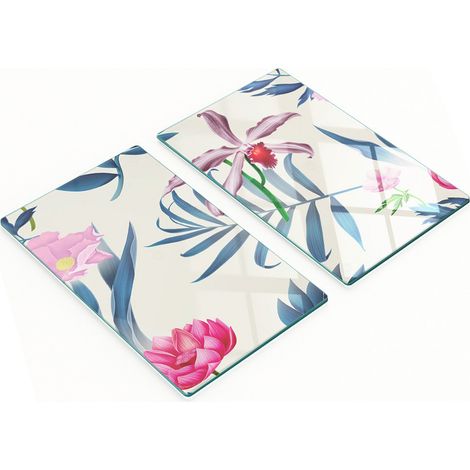 Tablas decorativas de cristal para cortar y servir con dise帽o de orqu铆dea, 2x30x52 cm