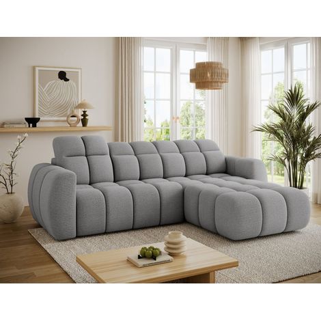 Ecksofa mit Schlaffunktion Sofa SALONIA Stoff Coral Grau Ottomane Rechts (1/5)