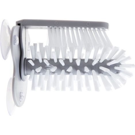 Brosse de lavage murale à ventouse en plastique détachable et rotative pour verres à bière et à champagne (1/5)