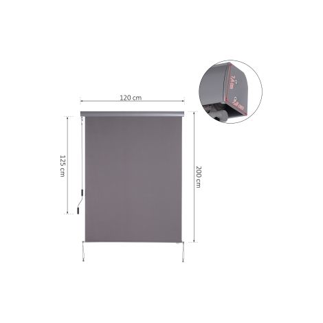 Store vertical store de balcon 120 x 200 cm, store vertical pare-vent écran occultant avec manivelle, en gris (1/5)