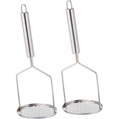 Lot de 2 presse-purée en acier inoxydable pour avocat, outil pour purée de pommes de terre, presse-citrouille presse-purée, argent (1/5)