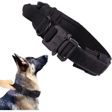 1 collar táctico para perros, collar personalizado para perros, collar de entrenamiento ajustable para perros medianos a grandes (collar negro M) (1/5)