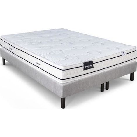Ensemble matelas sommier 180x200 (2x90)marque DUNLOPILLO Hauteur 21 cm- Latex -7 zones - Soutien Équilibré - Fabriqué en France (1/5)