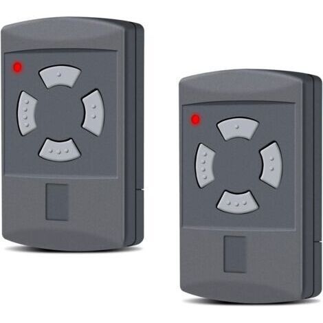 Hörmann - Lot de 2 émetteurs manuels de rechange pour porte de garage Hörmann - 40,685 MHz - 4 canaux - Compatible avec HS2-40, HS4-40, HSE2-40, HSE4-40, HSM2-40, HSM4-40, bouton gris