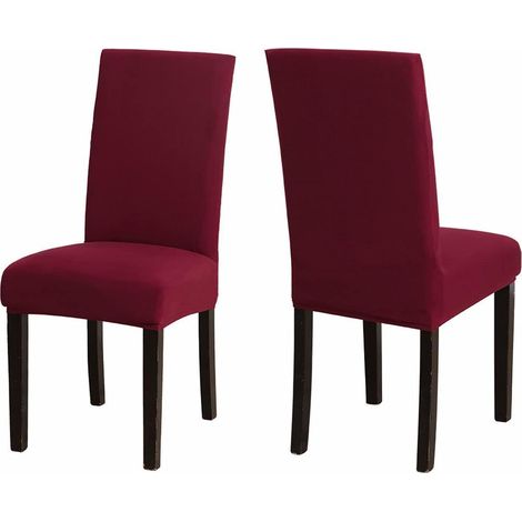 Stuhlhussen 2er Set Weinrot, Stretch Esszimmerstuhlbezug, Waschbar, Spandex (1/5)