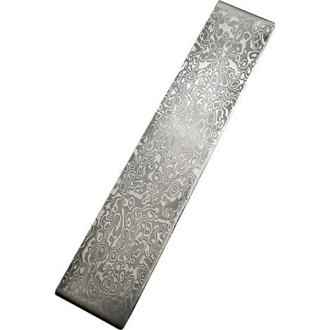 Damaszener Stahlbarren, gemusterter Stahl, embryonales Schmiedematerial, gehärtet und geglättet zur Herstellung von Fräswerkzeugen, vielseitiges Material. (1/4)
