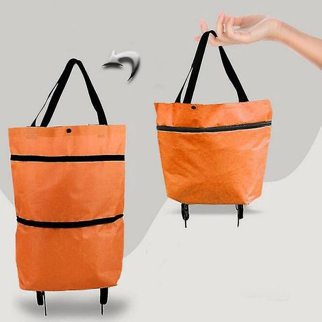 Sac caddie pliable à roulettes orange