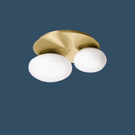 Plafonnier Ninfea En Laiton Et 2 Globes Verre (1/3)