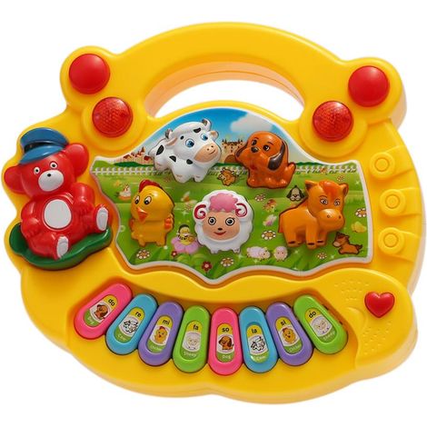 Clavier animal pour enfants, clavier bébé, piano, instrument de musique, jouet musical d'éveil (jaune) (1/5)