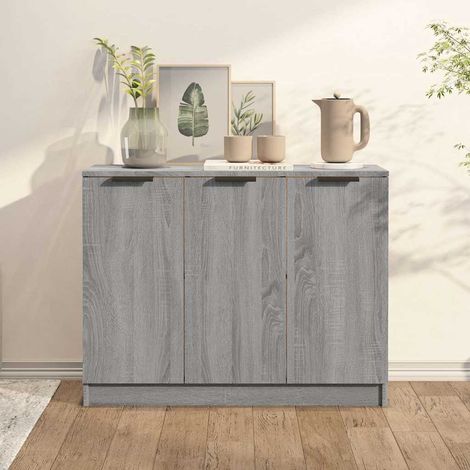 Aparador de madera contrachapada gris Sonoma 90,5x30x70 cm (1/4)