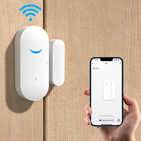 1 Pack WiFi Door Sensor, Tuya Door Window Sensor, Window Sensor Real Time Alarm Compatible with Alexa Google, Home Security Door Open Contact Sensor (1/5)