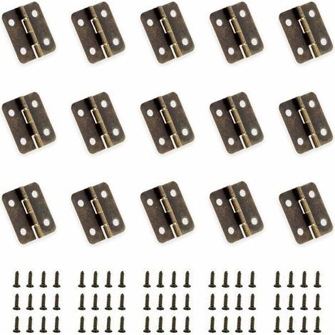 YUEQIN 50 Pièces Bronze Antique Mini Charnières Se Pliant Charnière Connecteurs DIY Petit Charnières avec 200 Ongles de Rechange pour boîte en bois Boîte à bijoux Cabinet DIY Accessoires(18 x 16 mm) (1/5)