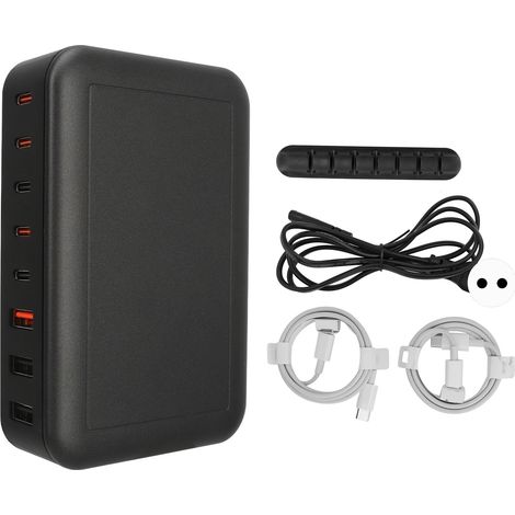 Jeffergarden Chargeur USB multi-ports 135W, 8 Ports PD65W, Station de charge rapide USB C pour Macbook 100-240V, prise ue (1/5)