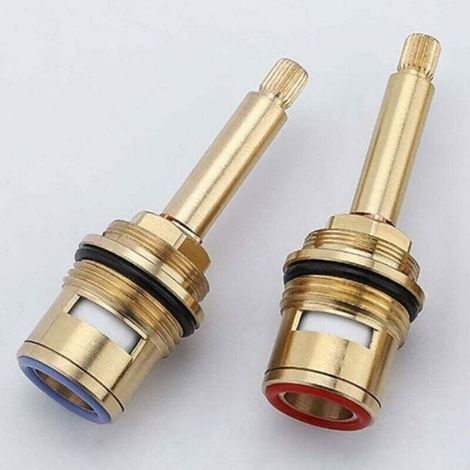 Robinet Céramique - Laiton - Raccord 3/4 Femelle - Rouge Et Bleu - Lot De 2 (1/4)