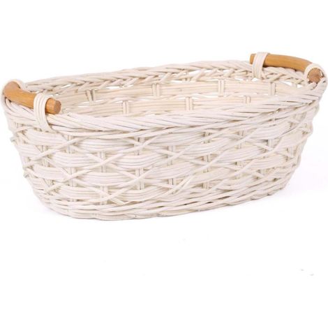 Corbeille en moelle de rotin naturelle avec petites anses, 25 x 18 x 8 cm, lot de 5