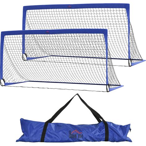 Set of 2 Football Goal Net 6 x 3 ft Foldable Outdoor Sport Training Teens Adults Football with Carrying Bag Blue (1/5)