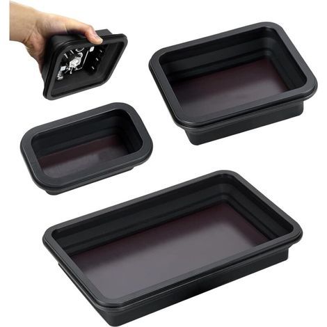 3 Pièces Plateau Magnétique, Plateau Pliable Set, Accessoires d'atelier pour Petits Boulons Écrous, Rondelles et Autres Petites Pièces Outils (1/4)