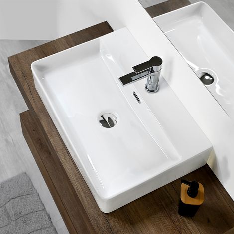 Lavabo appoggio  sospeso Rettangolare 60 Ceramica GIOVE (1/5)