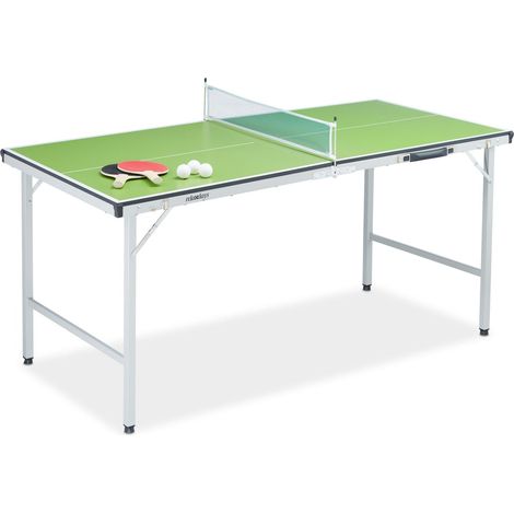 Green ping pong table with accessories