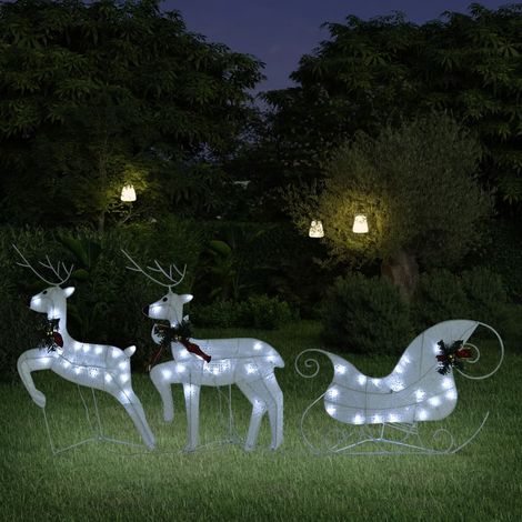 Décoration de Noël Renne et traîneau 60 LED extérieur Blanc CFW99582 (1/5)