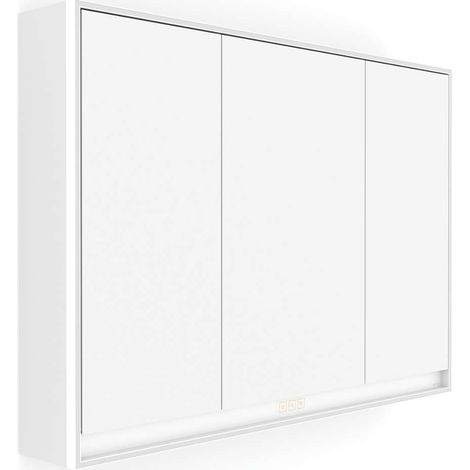 Nimco GA 1 - Armario con espejo con iluminación LED, 70x100x15 cm, 3 puertas, blanco mate GAB 10004VX-05 (1/5)