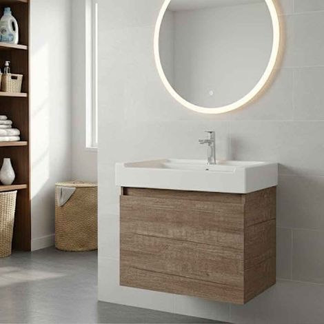 Mobile lavatoio 60×53 cm olmo chiaro piano vasca ceramica pirana
