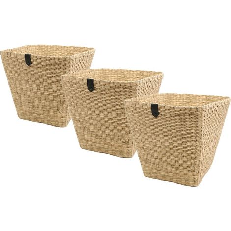 Lot de 3 paniers de rangement en jonc de mer naturel 31 x 31 x 31 cm (1/5)