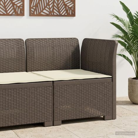 Canapé de Jardin 1 Place Fauteuil d'Extérieur Look Rotin PP Gris Clair avec Coussin Crème - PANGIVO (1/5)