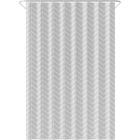 Rideau de Douche Anti-moisissure 120 x 200 cm – Motif Gris – Polyester – avec Anneaux – Rideaux de Douche - Shower Curtain - Tissu Lavable en Machine (1/5)