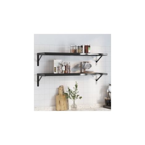 Étagères murales 2 pcs 100x30x3 noir acier inoxydable