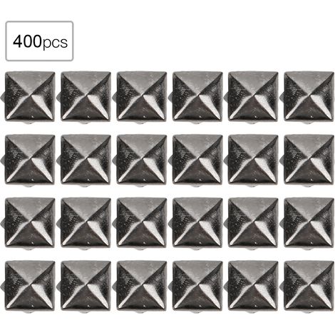 400 lots de rivets à pointes carrées de 4 à 7 mm pour la maroquinerie (accessoires sacs, chaussures, ceintures, etc.), couleur canon de fusil, 6 mm. (1/5)