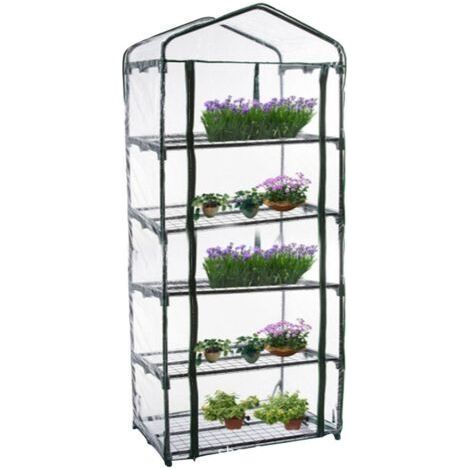 Petite serre de plain-pied avec couvercle en plastique PVC, serre portable à l'extérieur, utilisée pour la croissance des semis et des fleurs, 3 couches, hors support (69 x 49 x 187 cm) (1/5)