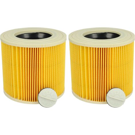 vhbw Filterset 2x Faltenfilter kompatibel mit Kärcher SE 4002 Waschsauger, SE 4002 Nass- & Trockensauger - Filter, Patronenfilter, Gelb