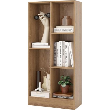 GOPLUS Bibliothèque à 5 Cubes Ouverts 50 x 24 x 104 cm avec Dispositif Anti-basculement Naturel (1/5)