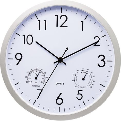 Horloge Murale 30 Cm - Silencieuse - Étanche - Avec Thermomètre - Intérieur Extérieur - 1 Pièce (1/5)
