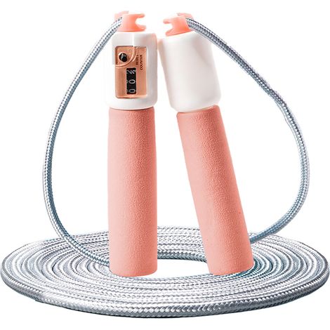 Corde à sauter avec compteur ajustable, rapide, câble en acier pour tests et compétitions, rose (1/5)