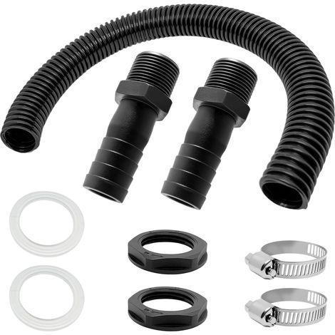 Trop Plein Cuve,2 Pcs Trop Plein Cuve Eau 1000L,Raccord Recuperateur d Eau de Pluie,Kit de Jumelage Cuve mit Joints,Tuyau de Raccordement et 2 Embouts avec Contre-écrous pour Cuve Eau (B) (1/5)
