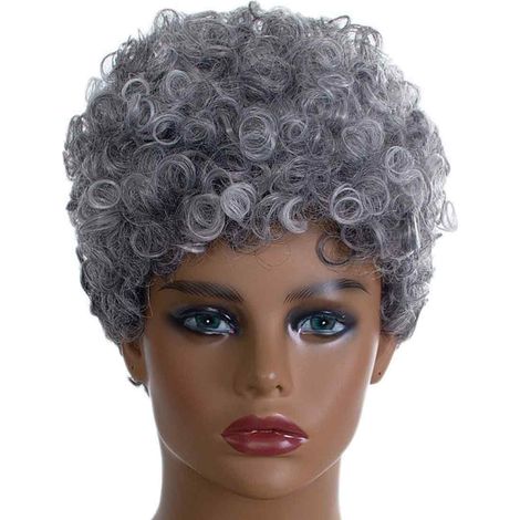 Perruque Synthétique Courte Afro Bouclée pour Femmes et Filles - EINNENFFER - Style Tendance en Gris, Confort Léger et Facile à Entretenir, Idéale pour Quotidien et Événements Spéciaux (1/5)