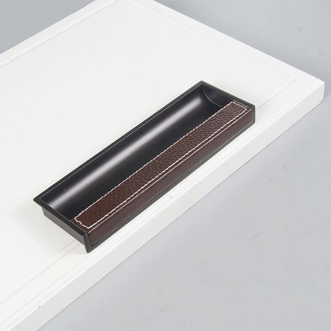 Schranktür komplett aus Aluminium, integrierter Ledergriff, verdeckte Einzeltür
