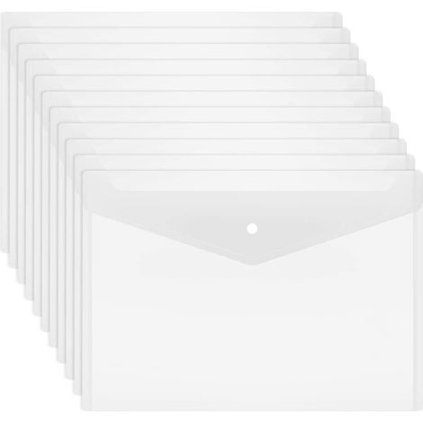 Lot de 20 enveloppes en plastique transparent et imperméable avec fermeture à bouton, format US Letter et A4, idéales pour l'école, la maison, le travail, les activités de plein air et l'organisation (1/5)