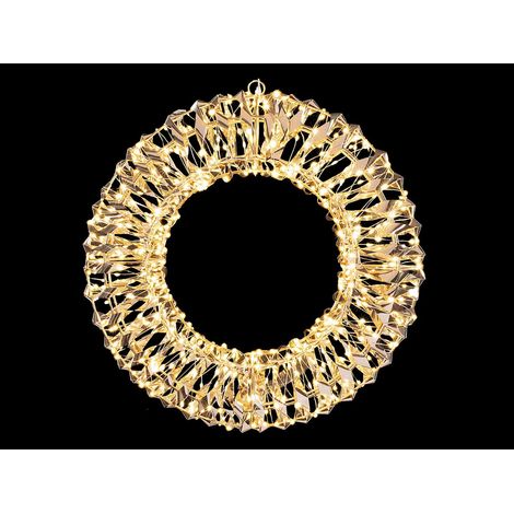 Ghirlanda a corona luminosa natalizia con luci LED bianco caldo, realizzata in metallo. Perfetta per decorazioni di Natale, Ø 40 cm