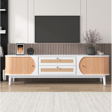 TV Schrank Aufbewahrung 170 cm Weiß Holz OKMYHOME (1/5)