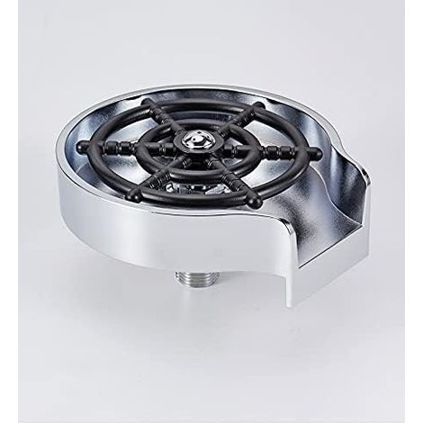 Lave-verres pour évier, nettoyant pour vitres d'évier, lave-verres, brosse à verre pour évier de bar, acier inoxydable, lave-bouteilles, accessoires d'évier de cuisine, lave-verres, argent (1/5)