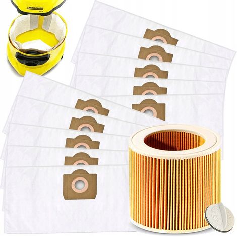 10 sacchetti filtro per aspirapolvere Karcher WD3 SE4001