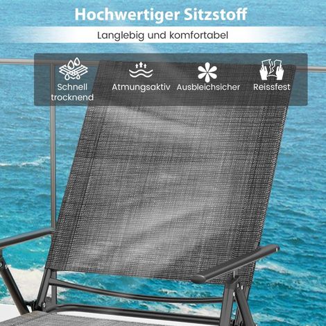 Verstellbares, klappbares Sonnenliegen-Set - Grau, 2-teilig