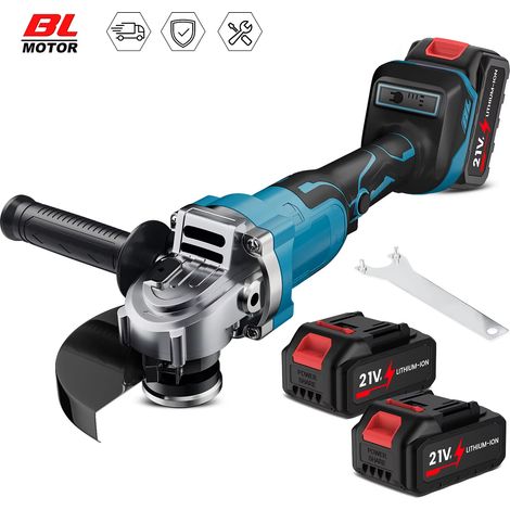 Meuleuse d'angle électrique 125 mm sans balais 12000 tr/min – vitesse variable, outil de coupe bois sans fil, compatible Makita 18V avec 2 batteries (1/5)
